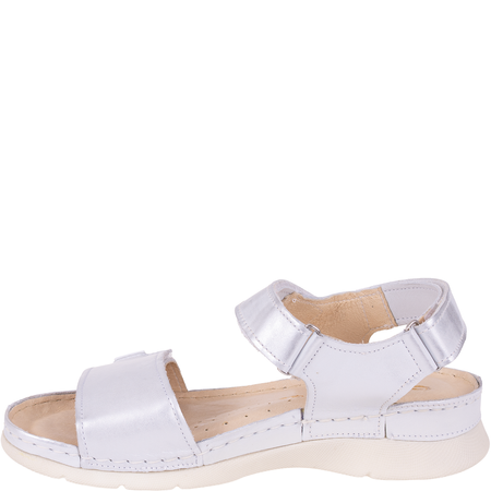 Sandały skórzane damskie marki Syrena SST 990 biało-srebrne