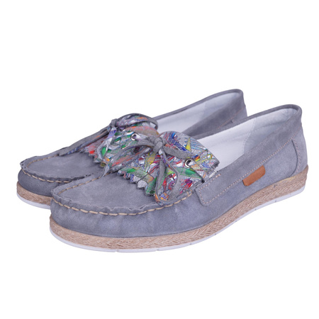 Szare zamszowe mokasyny damskie Syrena SBB 221033