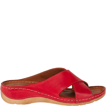 Klapki damskie skórzane Syrena SST 869 czerwone