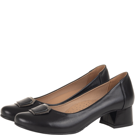 Skórzane czółenka na obcasie - Syrena SE 7125 czarne