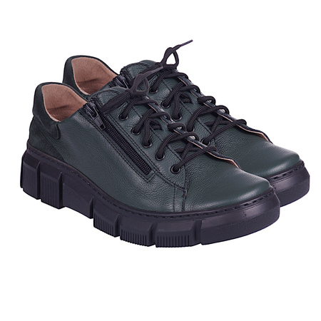 Półbuty skórzane damskie Wasak 0663 zielony + nubuk