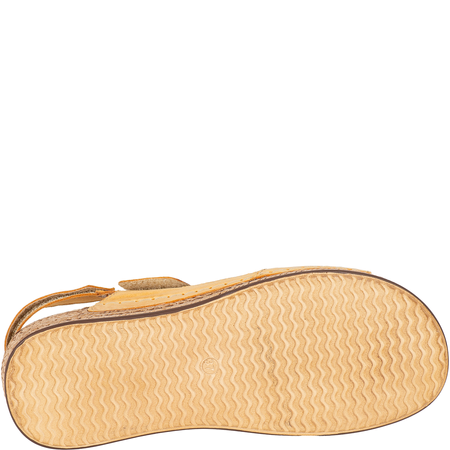 Sandały Syrena SST 995 żółte - skórzane, na rzep, 4 cm koturna