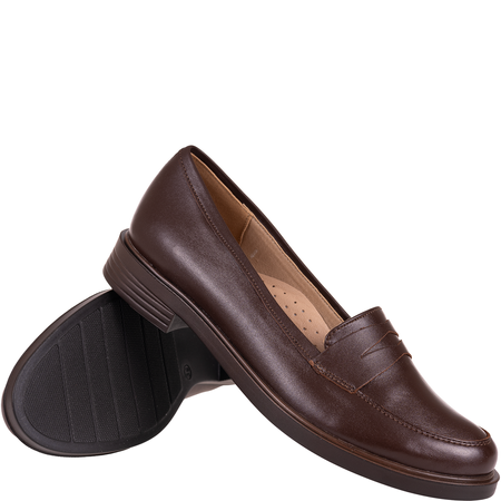 Półbuty damskie mokasyny skórzane Syrena SE 0052P brązowe