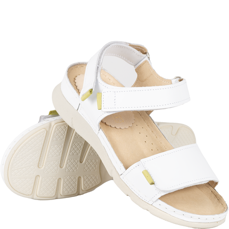 Sandały skórzane damskie marki Syrena SST 990 białe