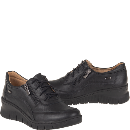 Półbuty Syrena SH 427 czarne skórzane - komfort na koturnie