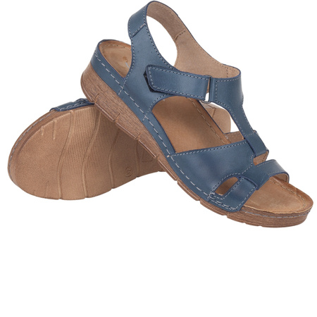 Sandały damskie skórzane Syrena SOT 420 granatowe