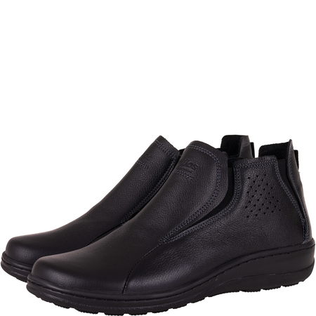 Botki damskie Helios 566 czarne - skóra naturalna