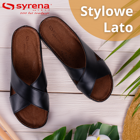 Klapki damskie skórzane marki Syrena SST 869 czarne
