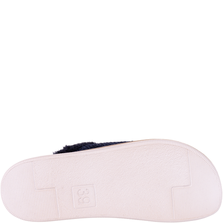 Kapcie damskie Inlu CT000042 granatowe - skórzana wkładka