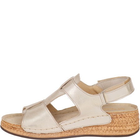 Sandały Syrena SST 995 beżowo-złote - skórzane, na rzep