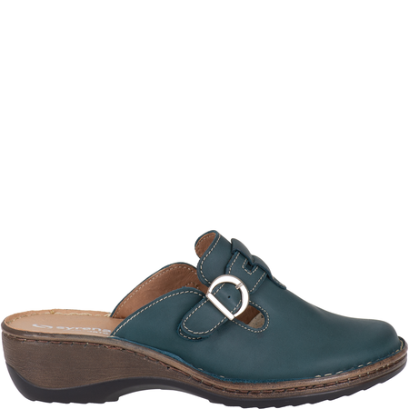 Zielone klapki skórzane damskie z klamrą - Syrena SH 242