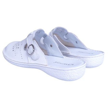 Skórzane komfortowe klapki damskie Syrena SH 264 białe