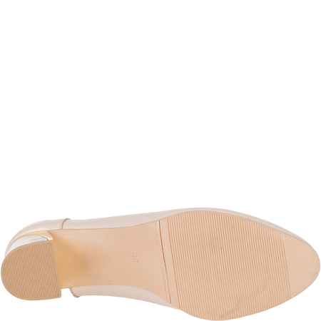 Czółenka na słupku Syrena SE P-295 beżowe - skóra naturalna