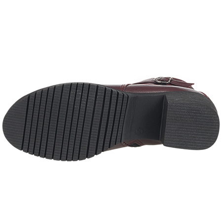 Bordowe botki damskie na obcasie marki Syrena SE 0046