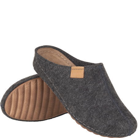 Kapcie damskie Syrena SH 104 grafit z wkładką skórzaną
