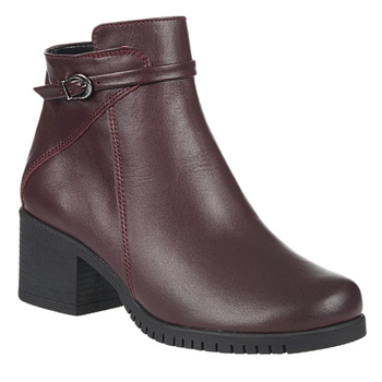 Bordowe botki damskie na obcasie marki Syrena SE 0046