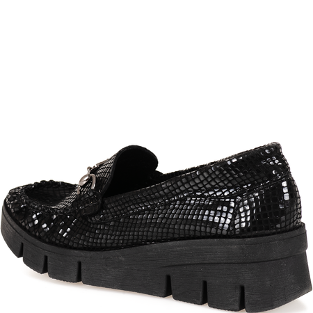 Skórzane mokasyny damskie Syrena SLA 989/B czarny wąż