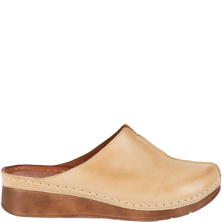 Klapki damskie skóra naturalna Syrena SST 922 beżowe