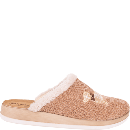 Beżowe kapcie damskie Inblu CT000042 ze skórzaną wkładką