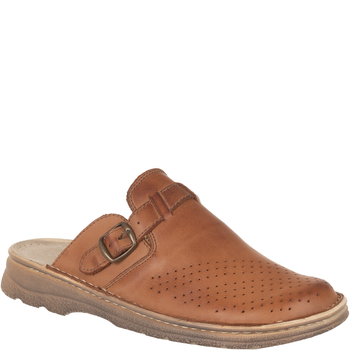 Komfortowe klapki męskie skórzane Syrena SH 011 brązowe