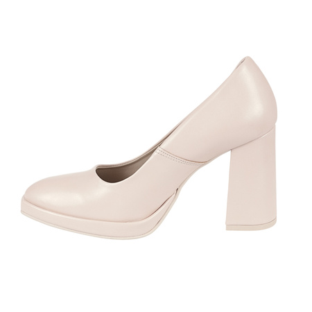 Czółenka damskie na grubym obcasie Syrena SEDA 329 beż mat