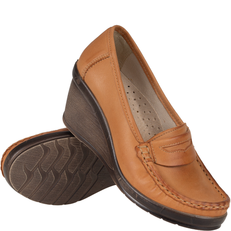 Półbuty damskie na koturnie Syrena SST 1593/50 rude