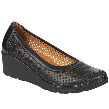 Półbuty ażurowe damskie skórzane Syrena SWB 026 czarne