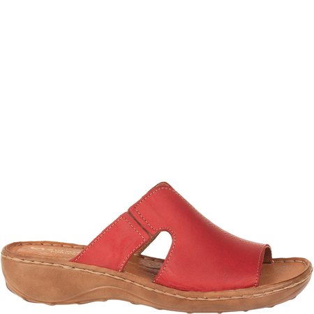 Skórzane klapki damskie marki Syrena SST 663 czerwone
