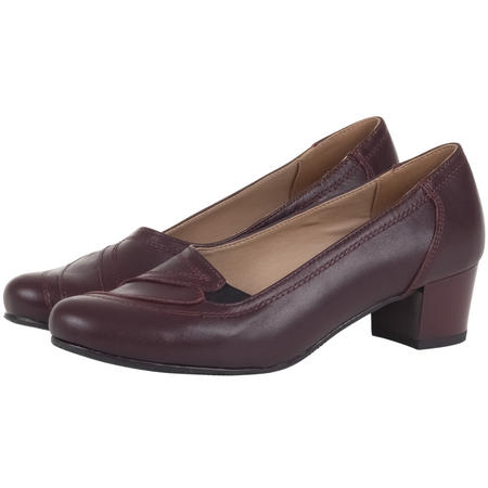 Czółenka na słupku skórzane marki Syrena SE 0203 bordowe