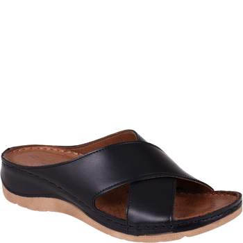 Klapki damskie skórzane marki Syrena SST 869 czarne