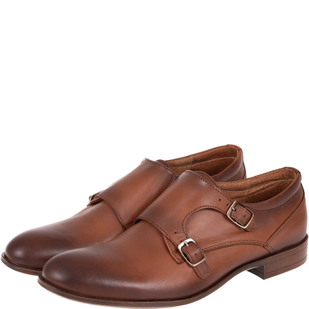 Brązowe półbuty marki Syrena SI 311-606 skórzane z klamrami