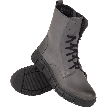 Skórzane trzewiki damskie Syrena SST 4090/DA grafit