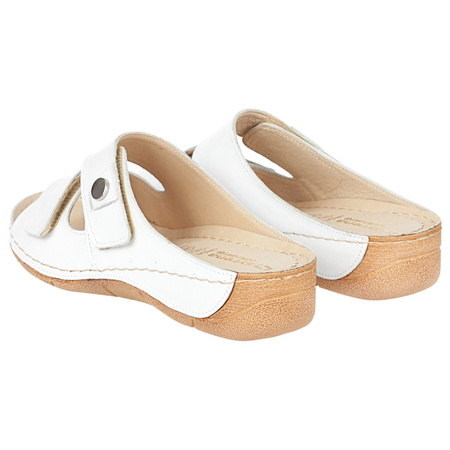 Klapki damskie eleganckie skórzane Syrena SWB 538 białe