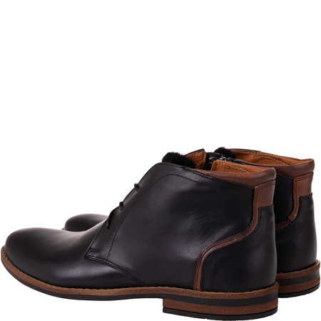 Męskie zimowe trzewiki Syrena SI 097-784 czarne skóra naturalna ocieplane