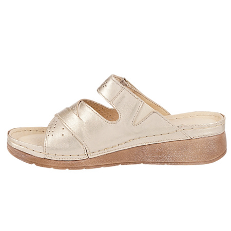 Klapki damskie skórzane Syrena SST 923 złote