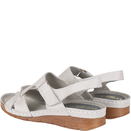 Skórzane sandały damskie Syrena SST 908 w kolorze szarym