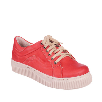 Półbuty damskie Stella 1768 skóra naturalna czerwone