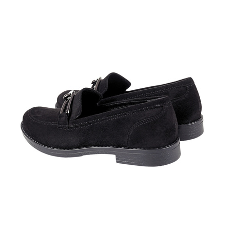 Czarne zamszowe mokasyny damskie Excel 466/290