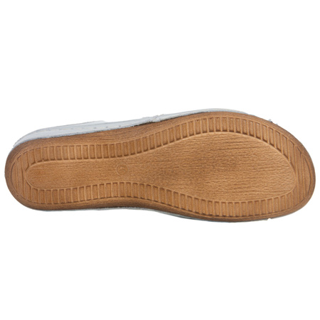 Klapki damskie skórzane Syrena SST 837 biało-srebrne