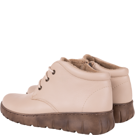 Botki damskie Syrena SH 793 ecru skóra naturalna ocieplane