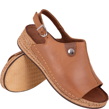 Skórzane sandały damskie marki Syrena SST 987 rude