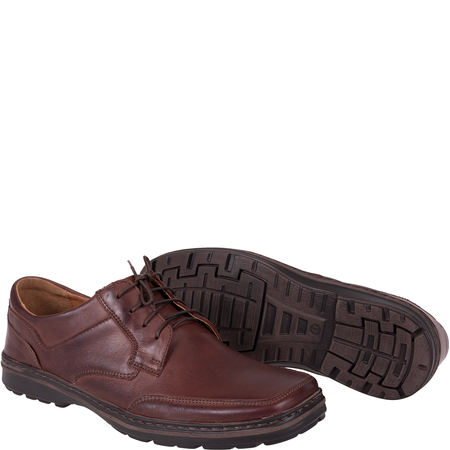 Skórzane półbuty męskie marki Syrena SST 210 ciemny brąz