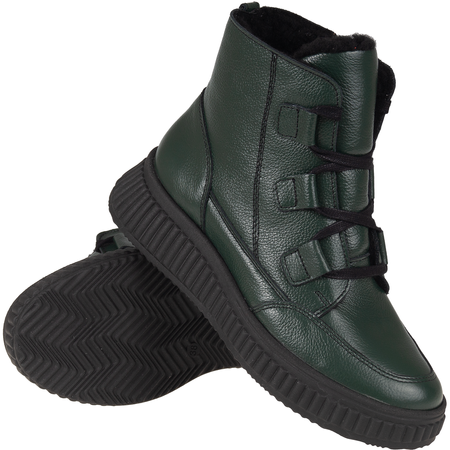 Botki Syrena SH 559 zielone – skórzane, wełniane, na zamek