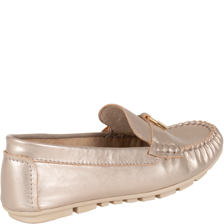 Syrena SLA 1099, skórzane mokasyny damskie, wsuwane, kolor szampan