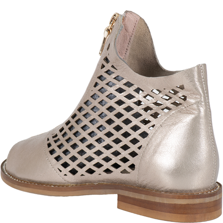 Sandały damskie na obcasie Syrena SLA 977/L/CR szampan, skórzane