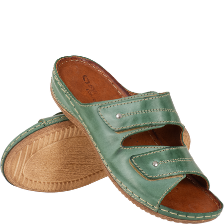 Klapki skórzane SST 828 zielone Syrena - komfort i styl