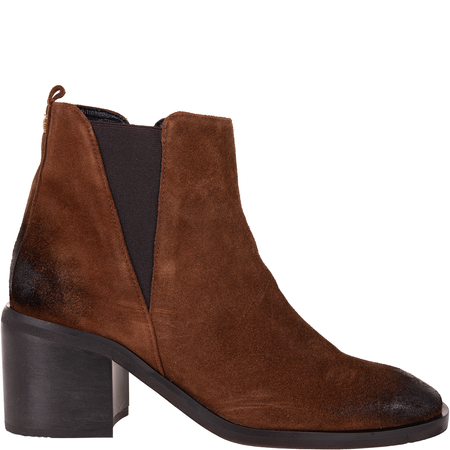 Modne botki damskie Syrena SLA 1136/216 brąz skóra welurowa