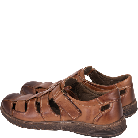Sandały męskie Syrena SI 145A-868 brązowe skórzane