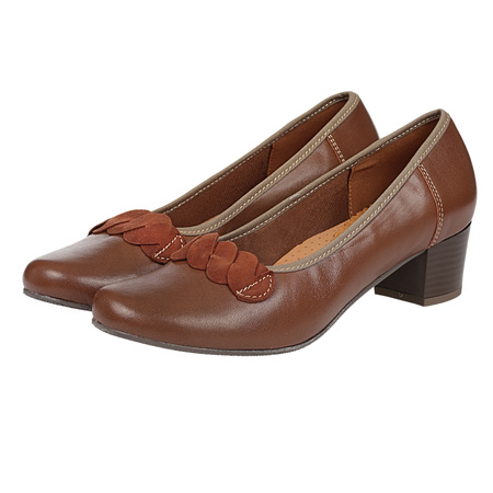 Czółenka na słupku brązowe skórzane marki Syrena SWB 027