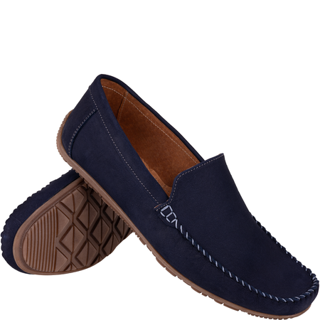 Granatowe mokasyny Syrena SI 398-483 skóra naturalna nubuk